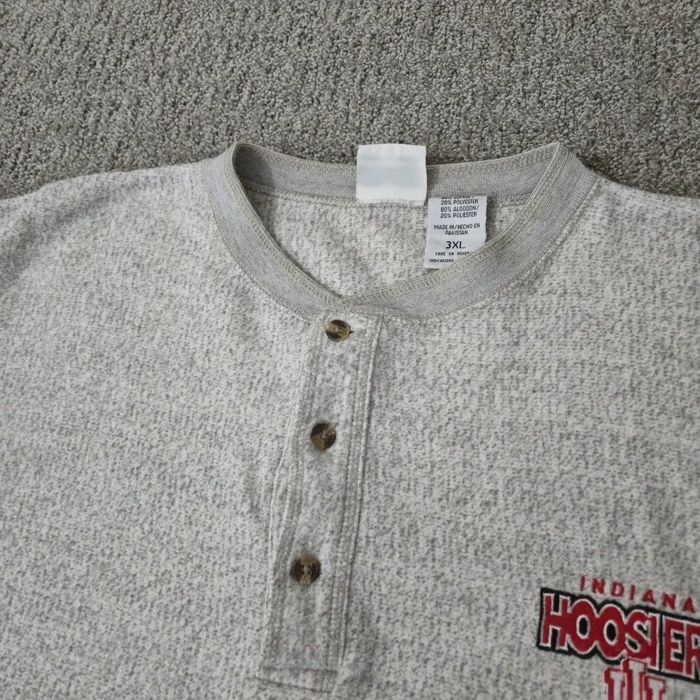 Vintage Indiana Hoosiers Sweatshirt Henley 90s Size 3XL Gray Pro Edge - Picture 3 of 6